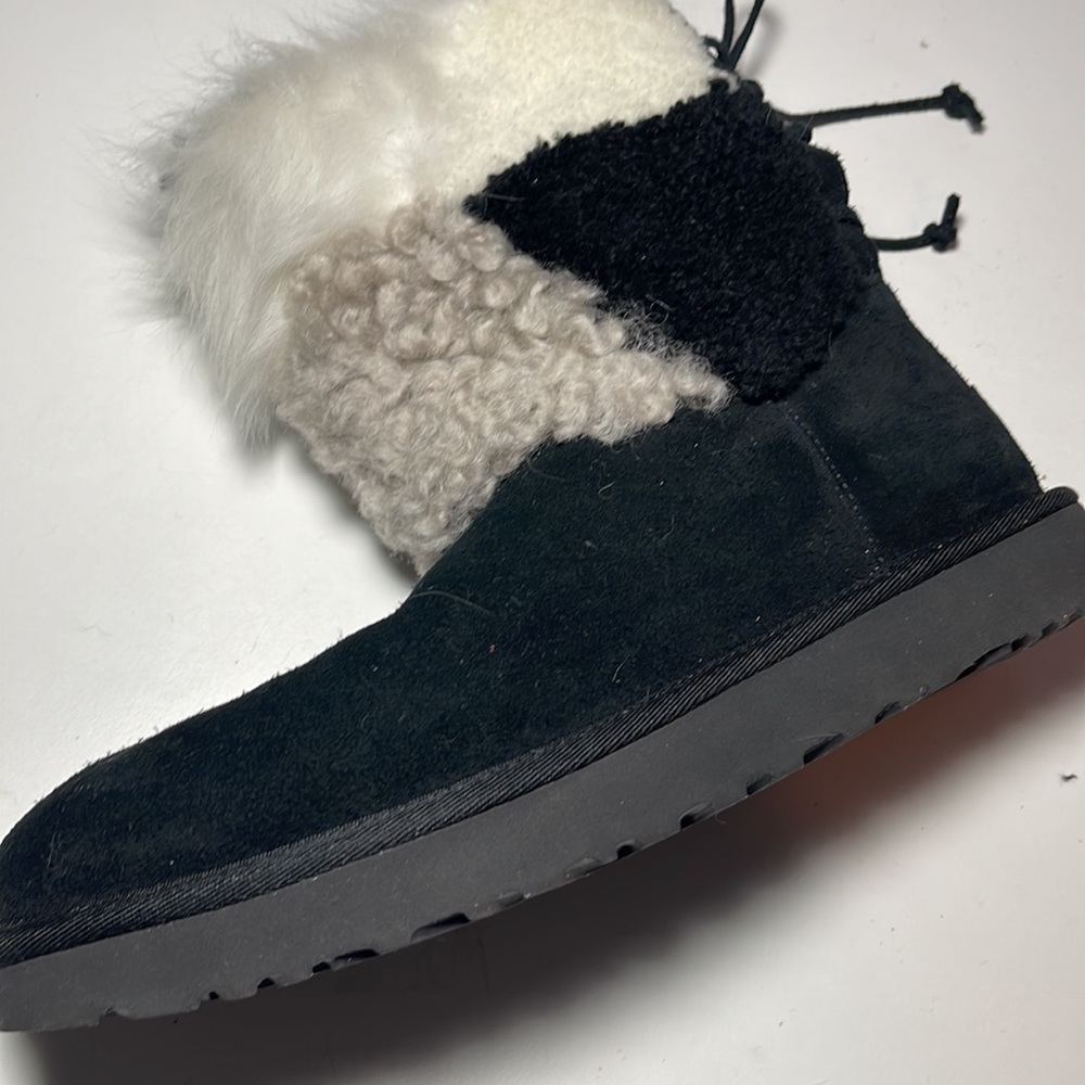 Ugg Classic Short Patchwork Fluff Black Boots - image 7
